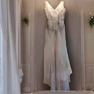 Christina Wu White and Silver Gown